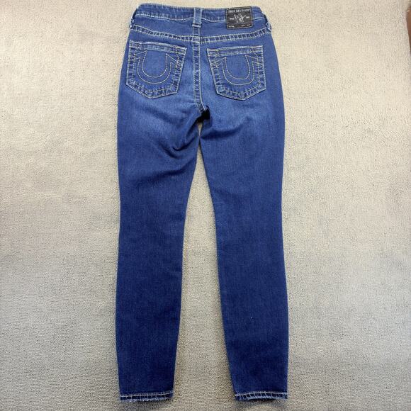 True Religion Halle Jeans Womens Sz. 27 Blue Denim Stretch Mid-Rise Super Skinny - Picture 2 of 10